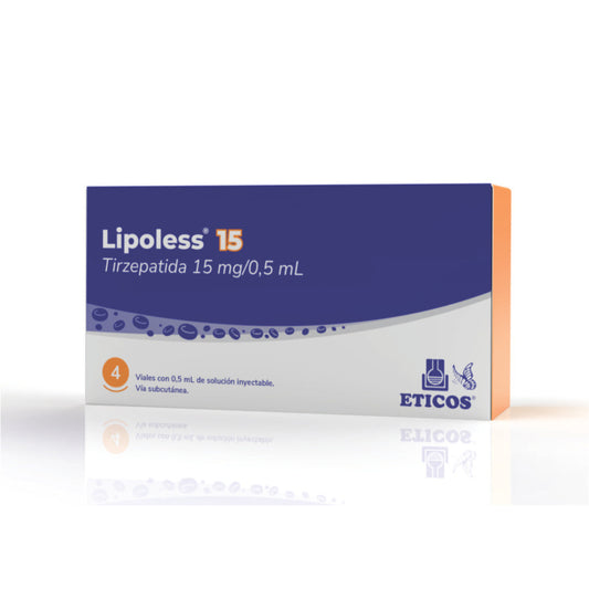 Lipoless Tirzepatida 15 mg. - 4 Viales – De Solución inyectable / vía subcutánea.