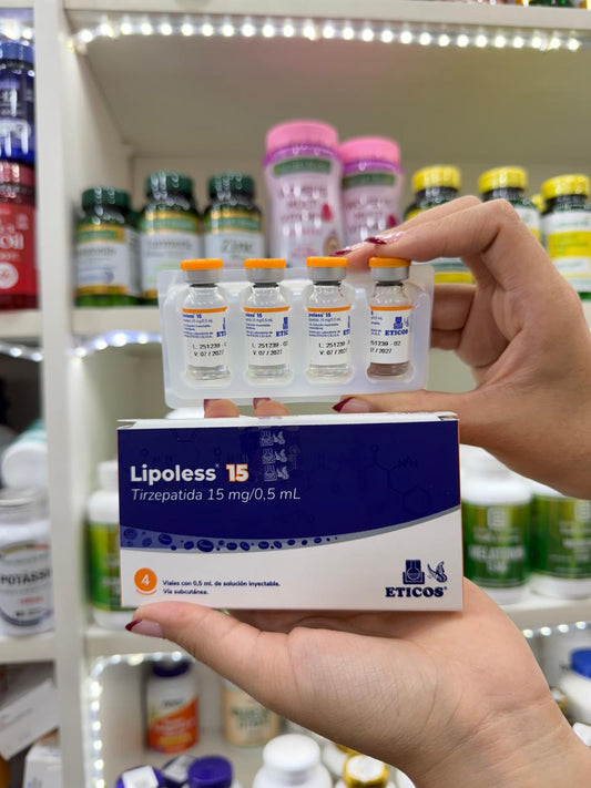 Lipoless Tirzepatida 15 mg. - 4 Viales – De Solución inyectable / vía subcutánea.