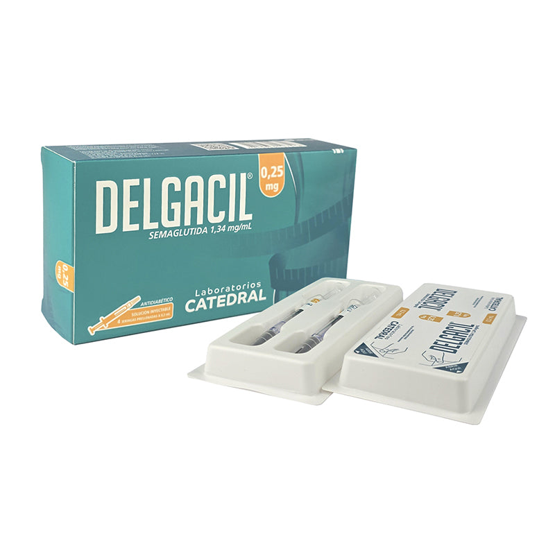Delgacil 0,25 mg Semaglutida 1,34 mg/mL - Caja de 4 Jeringas Prellenad MiFarma Paraguay Delgacil 0,25 mg Semaglutida 1,34 mg/mL - Caja de 4 Jeringas Prellenad MiFarma Paraguay