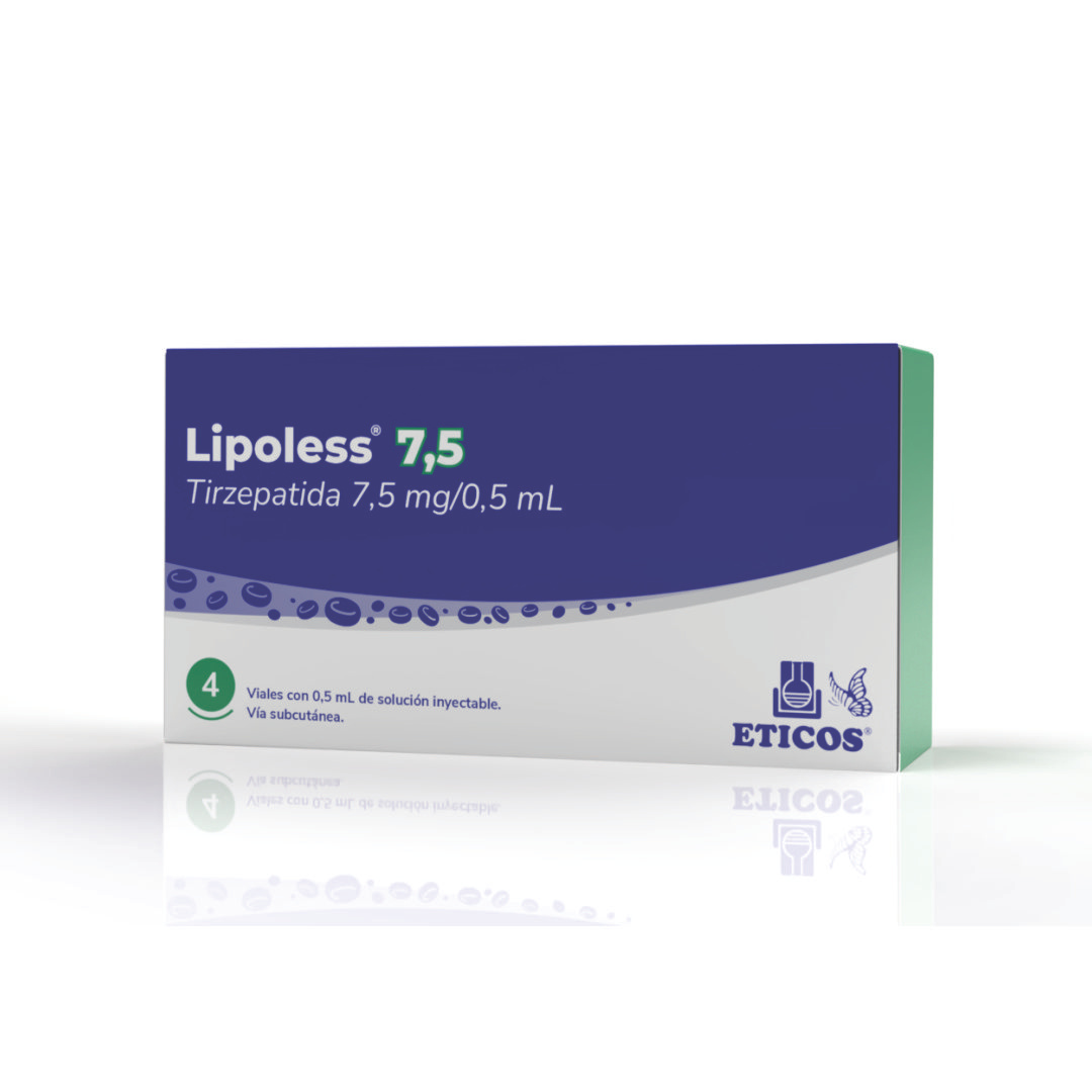 Lipoless Tirzepatida 7.5 mg. - 4 Viales – De Solución inyectable / vía subcutánea.