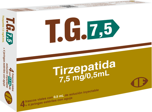 T.G. 7,5 Tirzepatida 7,5 mg/0,5 ml - Frasco Solucion Inyectable 4 Unidades