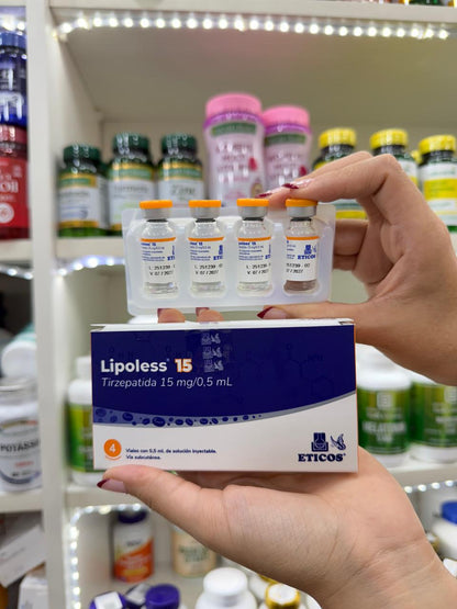Lipoless Tirzepatida 15 mg. - 4 Viales – De Solución inyectable / vía subcutánea.